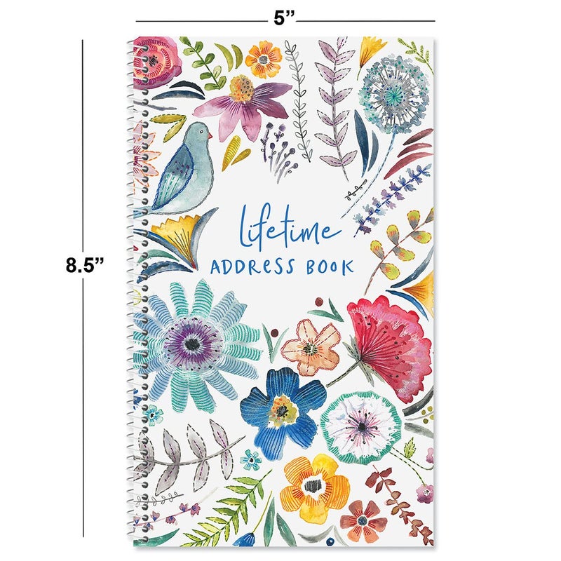 Current Embroidered Florals Address Book-94 Pages; Small 5" x 8-1/2" Size for Purse or Office,Spiral Bound Soft Cover Organizer for Contacts,Addresses,Email, & Phone Numbers + 50 Replacement Stickers - Image 3